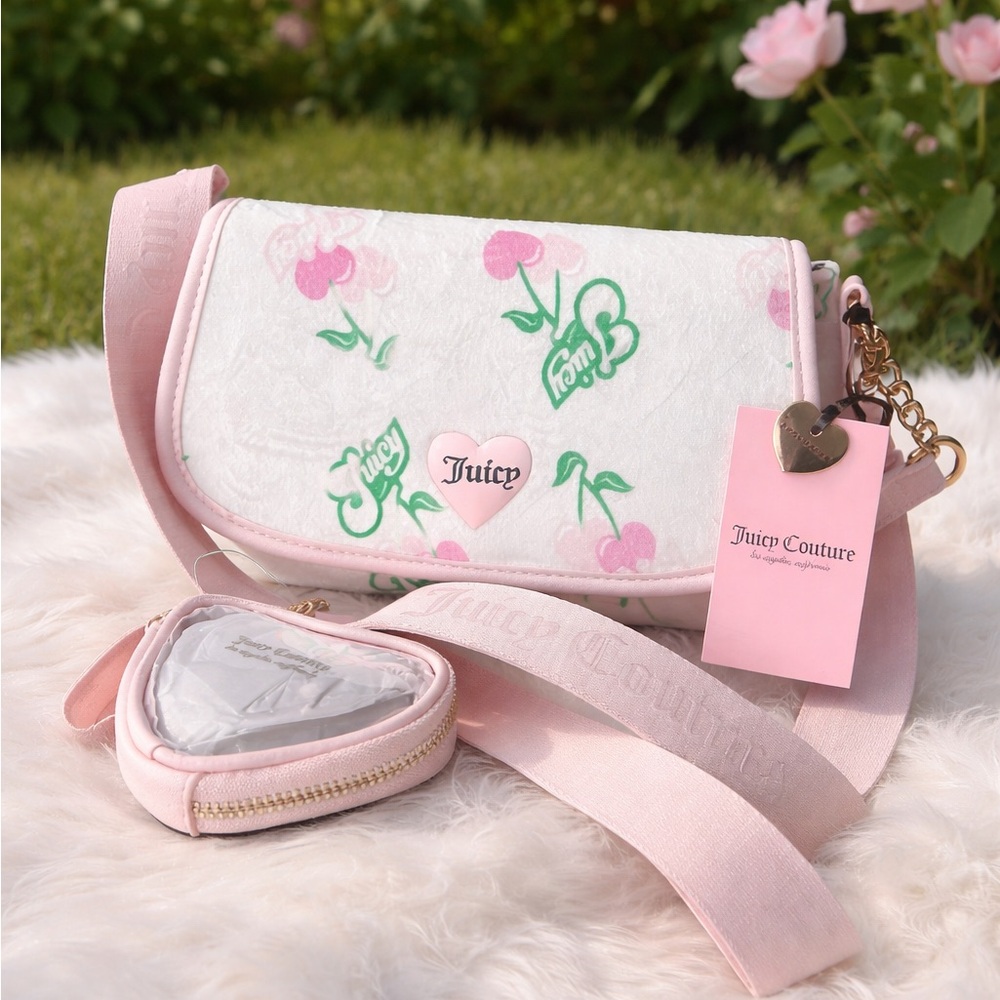 Juicy Couture White and Pink Shoulder Bag